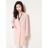 拉夏贝尔2018秋装新款中长梭织西装风纪扣样式风衣10010656