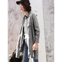 拉夏贝尔2018秋装新款梭织外套风衣夹花灰70006487