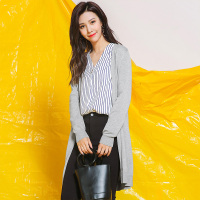 拉夏贝尔7Modifier秋毛织外套浅灰粉