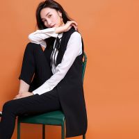 拉夏贝尔Candie's秋中长梭织背心（外套）黑色