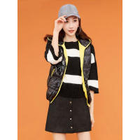 拉夏贝尔Candie's秋短梭织羽绒外套黑色