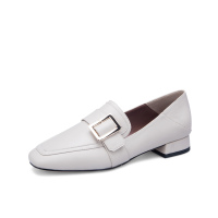 阿么春秋低跟大方扣金属扣女鞋小方头乐福鞋学院风复古欧美女鞋