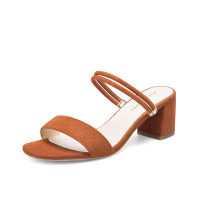 阿么两穿凉鞋女夏季拖鞋中跟鞋百搭露趾粗跟高跟鞋网红同款女鞋