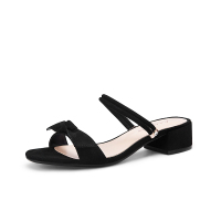 阿么露趾凉鞋女两穿一字带拖鞋蝴蝶结低跟网红仙女时尚夏季女鞋