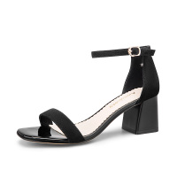 阿么一字带凉鞋女夏季包跟露趾百搭时尚中跟粗跟仙女风高跟鞋超火