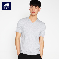 M-MAICCO 墨麦客男装夏季男士针织短袖T恤男韩版修身V领打底衫男潮2828