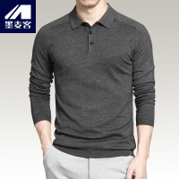 墨麦客男装春季新款男士翻领针织长袖t恤2849
