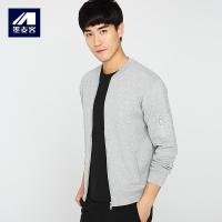 墨麦客男装2017秋季新品针织夹克男休闲微弹棒球领纯色外套男