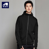 M-MAICCO 墨麦客男装2018秋季新品连帽开衫卫衣男纯色休闲外套防风袖潮2560