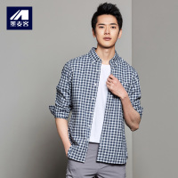 M-MAICCO 墨麦客男装2018秋冬季纯棉格子衬衣长袖青年薄款男士打底衬衫潮5391