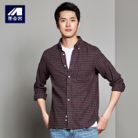 M-MAICCO 墨麦客男装秋季新款法兰绒休闲纯棉格子长袖青年男士时尚衬衫5360