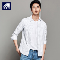 M-MAICCO 墨麦客男装2018秋装新品纯棉长袖波点青年衬衫男商务休闲衬衣5323