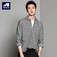 M-MAICCO 墨麦客男装秋季新款长袖衬衫男士青年休闲衬衣纯棉潮5400