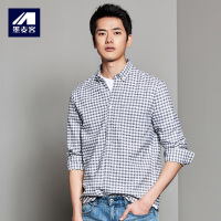 M-MAICCO 墨麦客男装秋季格子衬衫男长袖纯棉法兰绒加厚休闲衬衣厚青年5451