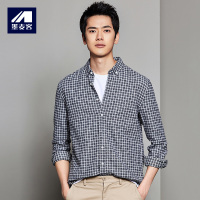 M-MAICCO 墨麦客男装秋季新款法兰绒衬衫男纯棉长袖格子青年格纹衬衣5450
