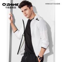 千纸鹤3187男装外套休闲弹力连帽夹克衫简约印花冲锋衣运动上衣3187