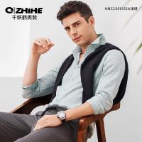 千纸鹤1509男士长袖亚麻衬衫韩版打底修身休闲帅气青年棉麻衬衣男1509