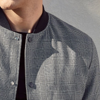 千纸鹤格子外套男春季港风复古男装潮流棒球领男士夹克30102