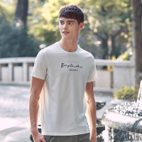 千纸鹤短袖男2019春夏新款莫代尔弹力修身休闲刺绣花上装T恤20100