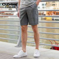 千纸鹤男装2019夏季新款青年韩版潮流休闲简约条纹短裤西裤70188