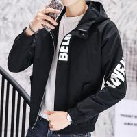 千纸鹤2019秋冬新款连帽外套夹克男士潮流时尚字母上衣男30366