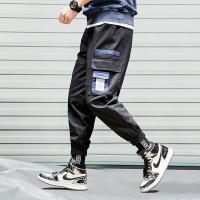 千纸鹤男士撞色工装裤男潮牌多口袋束脚休闲裤男90561