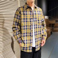 千纸鹤秋冬款舒适柔软休闲时尚格子男士长袖衬衫10188