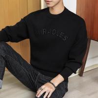 千纸鹤旗下新款男士休闲圆领毛衣纯色简约字母男式针织衫男士毛衣男毛衫55060