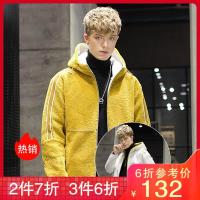 千纸鹤旗下两面穿男士运动外套潮牌休闲羊羔绒长袖男装夹克正反穿外套30399