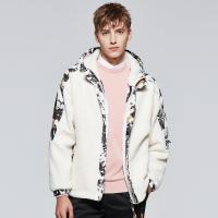 千纸鹤旗下2019秋冬季青年潮牌厚款连帽休闲百搭针织休闲男士羊羔绒外套M119