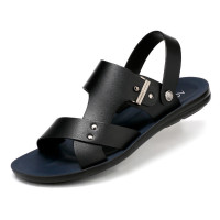 奥康男士休闲凉鞋夏季露趾凉拖罗马真皮凉皮鞋男士沙滩鞋