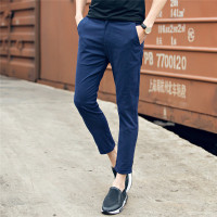 No.1dara 夏季休闲裤男九分裤韩版修身西裤潮流仿亚麻9分裤男裤子