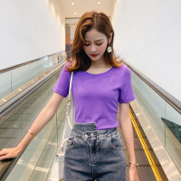 No1dara2019新款夏季上衣女内搭圆领薄款显瘦宽松打底衫韩版女士白色T恤