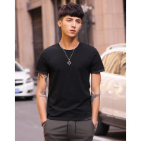 No1dara时尚纯色圆领短袖T恤男
