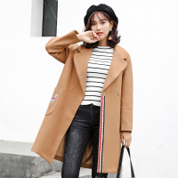 No.1dara冬款西装领刺绣贴布时尚长袖女士大衣外套