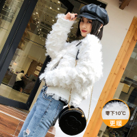 冬季新款时尚百搭气质纯色飞行员女士夹克羽绒服