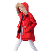 初语中长款羽绒服女加厚保暖时尚休闲毛领带帽外套