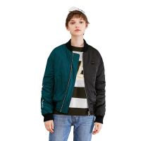 初语帅气羽绒服女短款阴阳拼接立领廓形长袖宽松外套