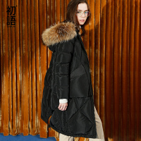 初语被子装菱格纹羽绒服女中长款毛领加厚羽绒外套