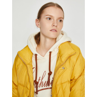 初语宽松加厚长款防风翻领多口袋绗缝白鸭绒羽绒服女