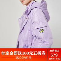 初语紫色羽绒服女中长款连帽宽松加厚面包服外套潮