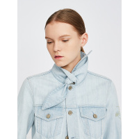 初语宽松刺绣夹克外套女装兔耳朵结领长袖牛仔衫上衣