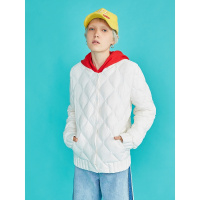 初语立领菱格纹短款白鸭绒羽绒服女修身黑色外套大衣