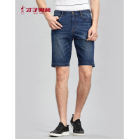 才子男装（TRIES）短裤男士时尚休闲五分裤中腰微弹牛仔短裤蓝色