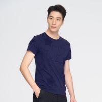 才子短袖T恤2018夏季新款男士休闲圆领印花韩版修身打底衫体恤男