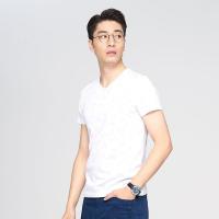 才子短袖T恤男 夏季新款男士休闲时尚V领t透气镂空修身体恤衫男