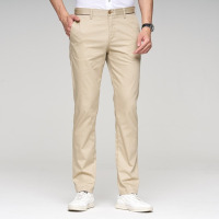 才子男装休闲裤春夏季修身直筒长裤子青年商务正装棉中腰