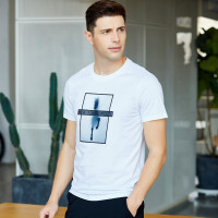 才子男装夏季时尚都市T恤纯色修身圆领薄款竹棉微弹短袖T恤