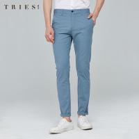 才子男装tries亚麻休闲裤男春秋季款商务上班裤子修身薄款透气棉麻长裤