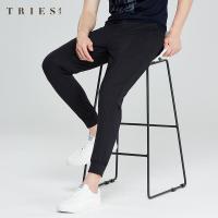 才子男装tries四面弹休闲裤男夏季新款修身松紧腰裤子弹力束脚运动长裤_1